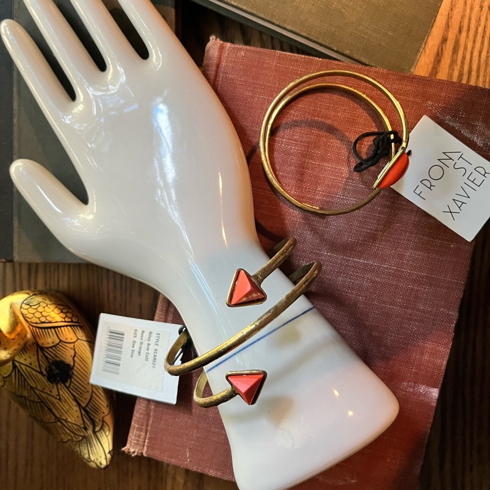 From St Xavier Gold and Orange Triangle Cuff